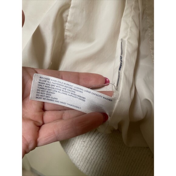 Vintage Y2K The Gap Ivory Cream Puffer Vest Goose Down Stow Hood Hoodie Small - Picture 15 of 16